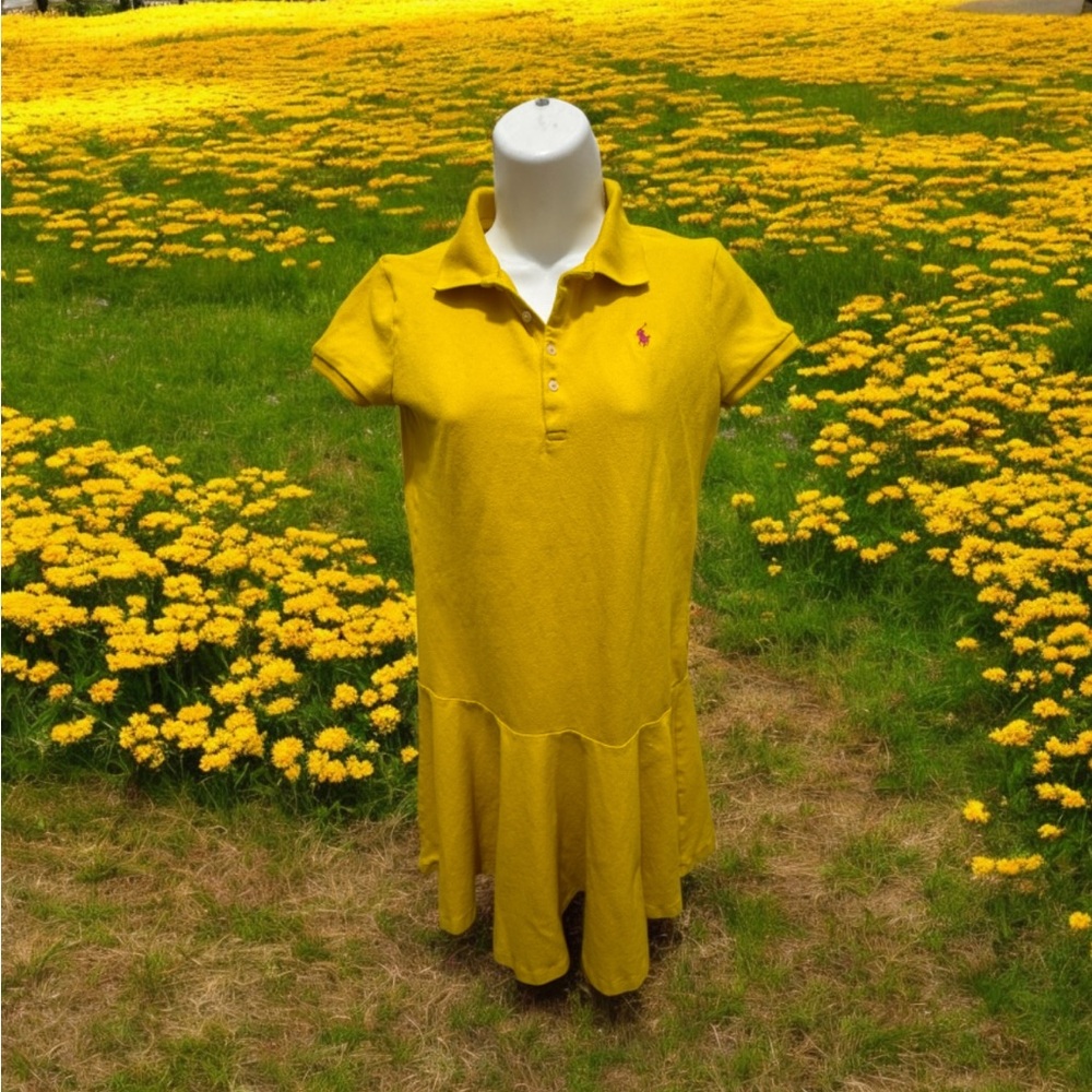 Polo ralph Lauren short sleeve yellow Dress with Logo size xl